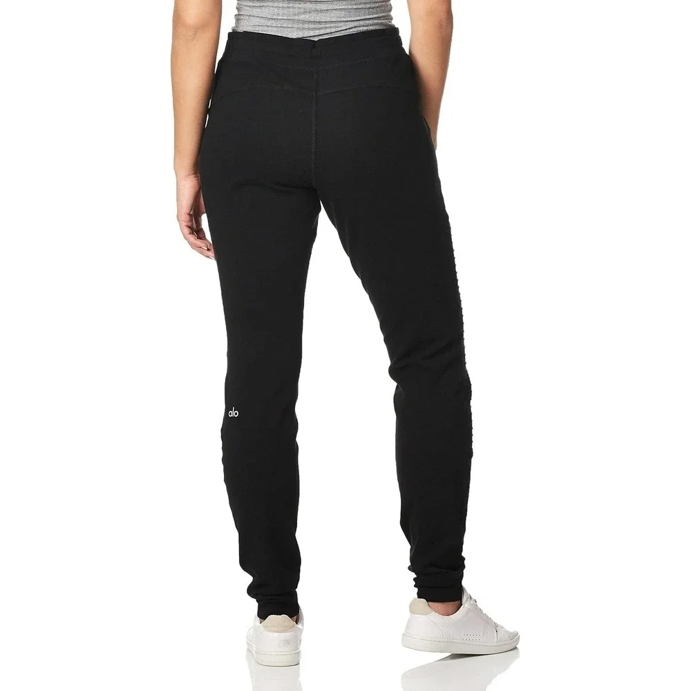Alo Yoga Urban Moto Jogger Sweatpants Black High Waist Stretch Drawstring